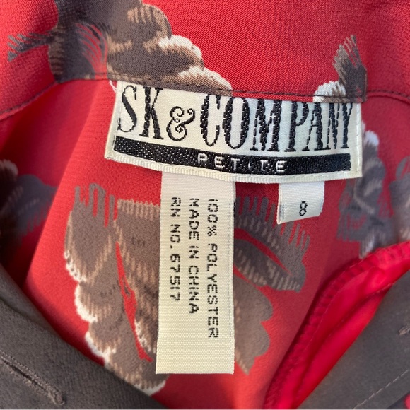 Floral Red and Gray Women's Blouse - Picture 7 of 8